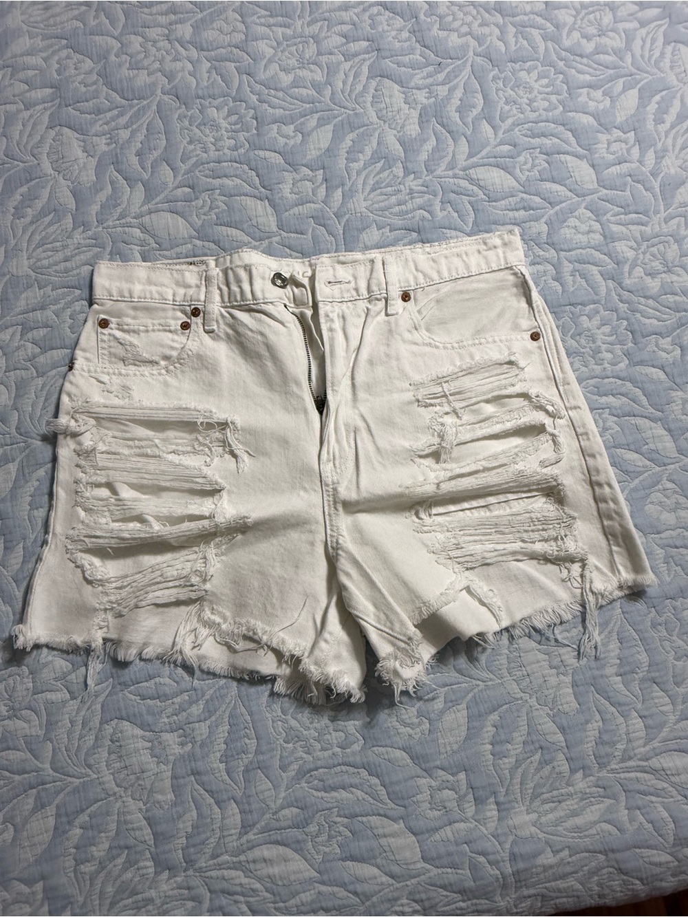 American Eagle Outfitters White Distressed Denim Cutoff Shorts